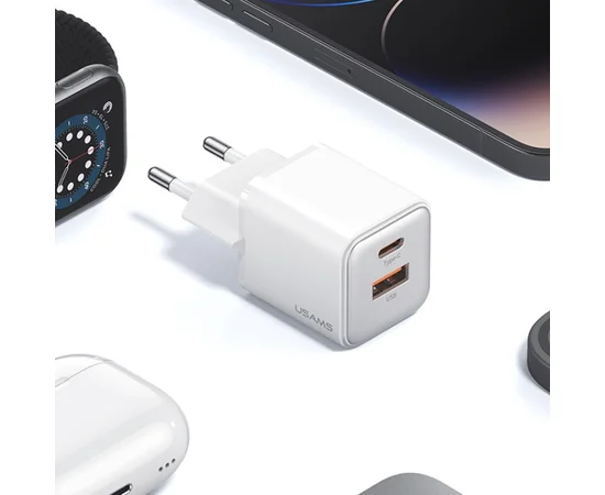 СЗУ Usams US-CC189 PD30W + QC3.0 A+C X-ron Series White