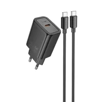 СЗУ Hoco N60 Gentle PD20W (1USB-C) + кабель Type-C to Type-C Black