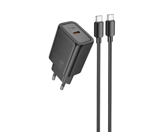 СЗУ Hoco N60 Gentle PD20W (1USB-C) + кабель Type-C to Type-C Black