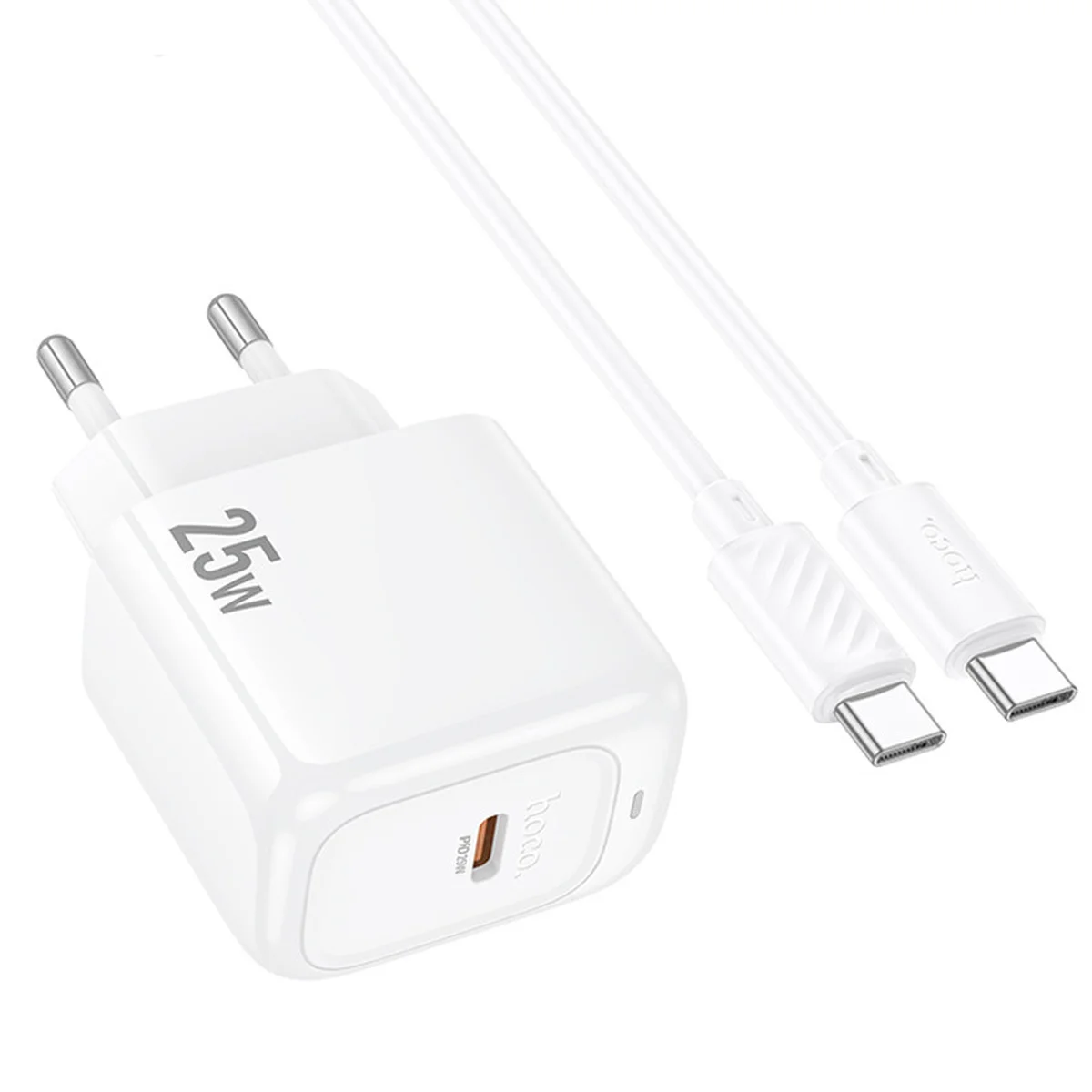 СЗУ Hoco CS53A Surplus PD25W (1USB-C) + кабель Type-C to Type-C White