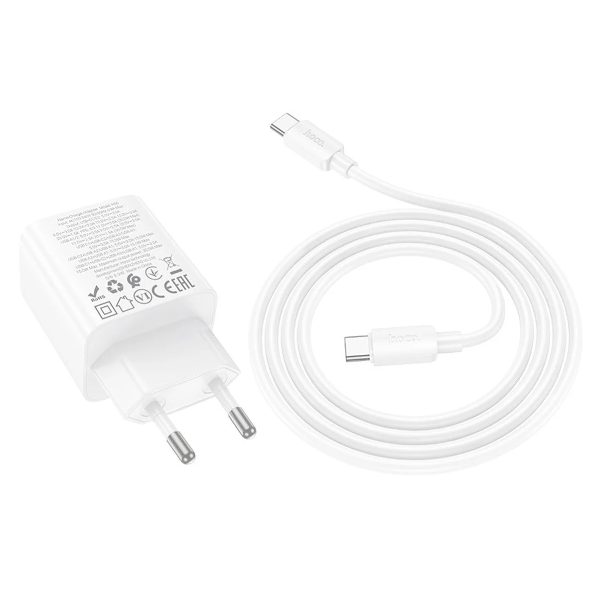 СЗУ Hoco N56 Fundador PD30W four-port (2C2A) + Type-C to Type-C White