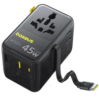 Сетевой универсальный переходник Baseus AG11 45W with retractable cable (2USB-A/1C/1Socket) (E0307F) Cosmic Black