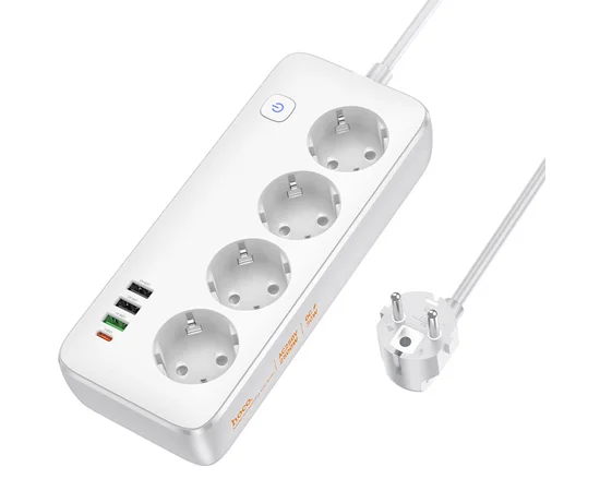 Подовжувач Hoco AC22 Sunlight (PD30W/1C/3A/4xSocket) (1.5m) White