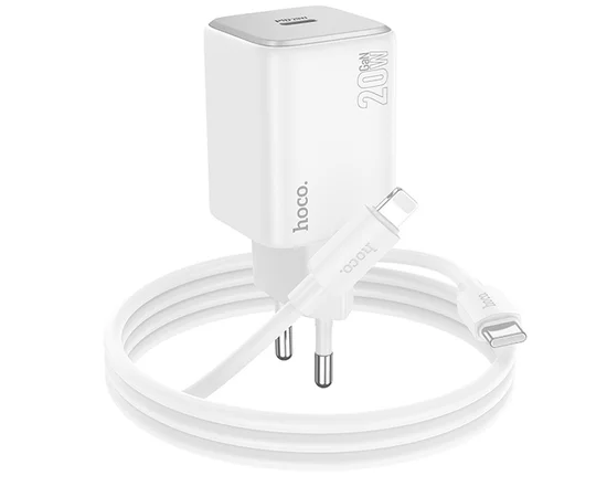 СЗУ Hoco N40 Mighty 1C PD20W + Type to Lightning White