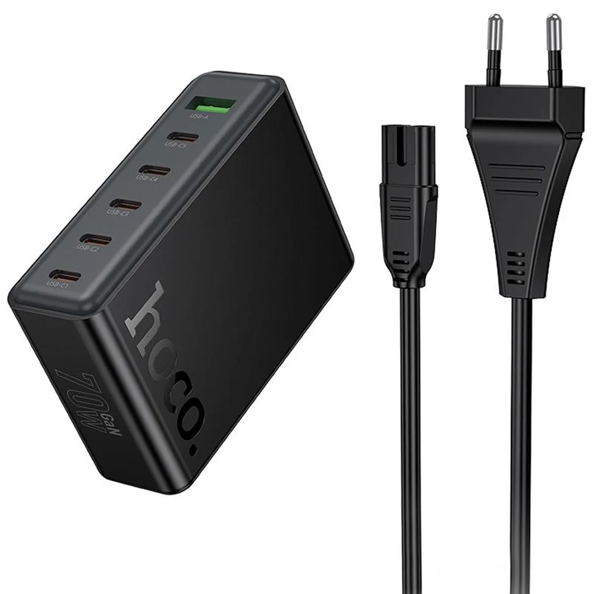 СЗУ Hoco C152A Modern PD70W 6in1 (5USB-C и 1USB-A) Black
