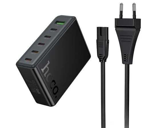 СЗУ Hoco C152A Modern PD70W 6in1 (5USB-C и 1USB-A) Black