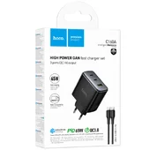 СЗУ Hoco C160A Upgrade PD65W+QC3.0 (1USB-A/2C) + кабель Type-C to Type-C Black