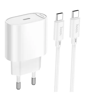 СЗУ Hoco C109A Fighter PD20W (1USB-C) + кабель Type-C to Type-C White