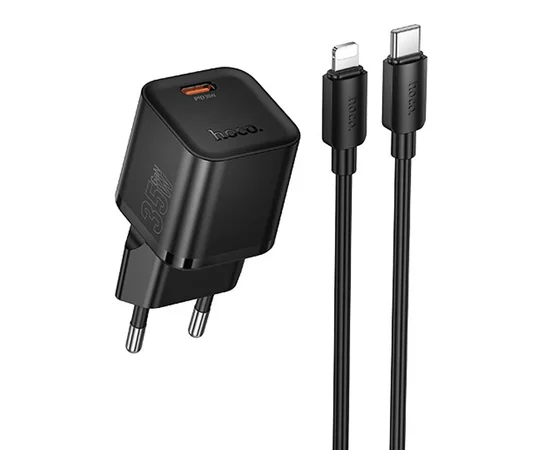 СЗУ Hoco N66 Ingenious PD35W (1USB-C) + кабель Type-C to Lightning Black