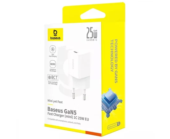 СЗУ Baseus GaN5 Fast Charger (mini) 1C 25W (P10110909213-00) Moon White