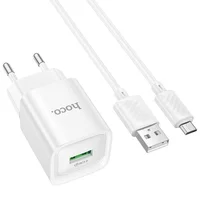 СЗУ Hoco C145A Charm QC3.0 18W (1USB-A) + кабель USB to MicroUSB White