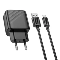 СЗУ Hoco CS21A Rich QC3.0 18W (1USB-A) + кабель USB to MicroUSB Black