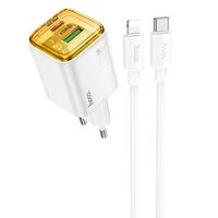 СЗУ Hoco N53 Monsoon PD30W+QC3.0 (1USB-A/1C) + Type-C to Lightning White