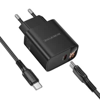СЗУ Borofone BA97A PD30W (1USB-C) + кабель Type-C to Type-C Black
