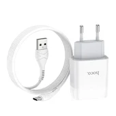 СЗУ Hoco C73A Glorious 2.4A (2USB-A) + кабель USB to Type-C Белый