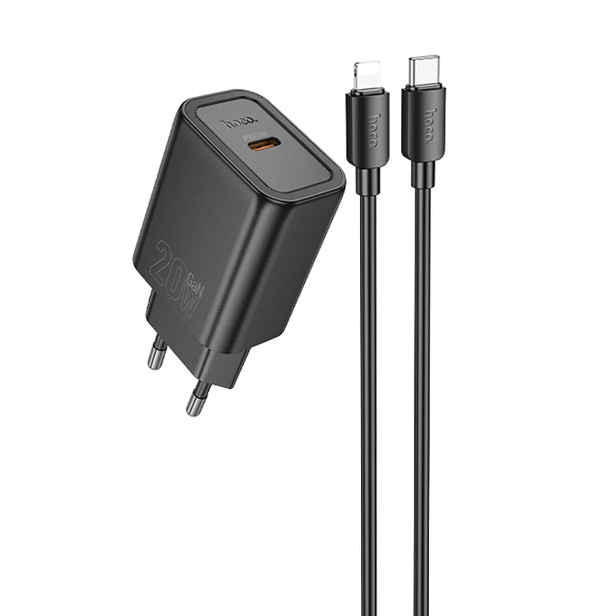 СЗУ Hoco N60 Gentle PD20W (1USB-C) + кабель Type-C to Lightning Black
