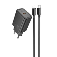 СЗУ Hoco N60 Gentle PD20W (1USB-C) + кабель Type-C to Lightning Black