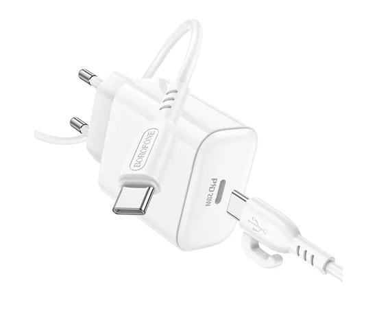 СЗУ Borofone BA81A PD20W (1USB-C) + Type-C to Type-C White