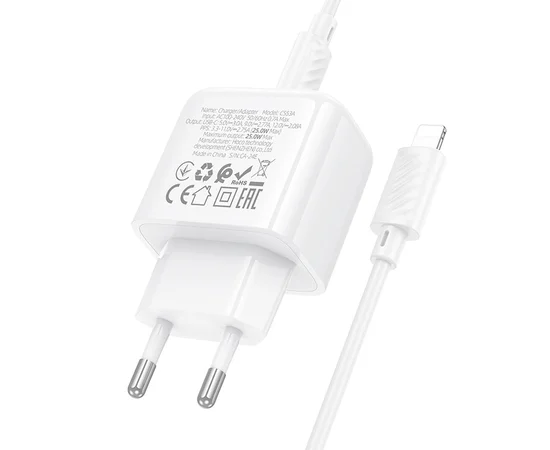 СЗУ Hoco CS53A Surplus PD25W (1USB-C) + Type-C to Lightning White