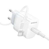 СЗУ Borofone BA99A Breeze PD20W (1USB-C) + кабель Type-C to Type-C White