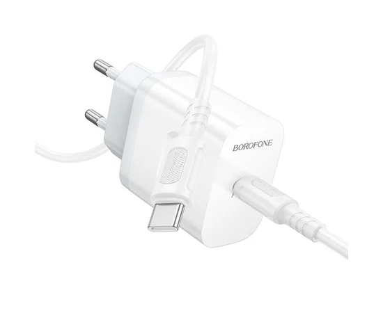 СЗУ Borofone BA99A Breeze PD20W (1USB-C) + кабель Type-C to Type-C White
