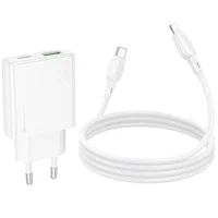 СЗУ Borofone BN25 Wish PD30W+QC3.0 (1USB-A/1C) + кабель Type-C to Lightning White