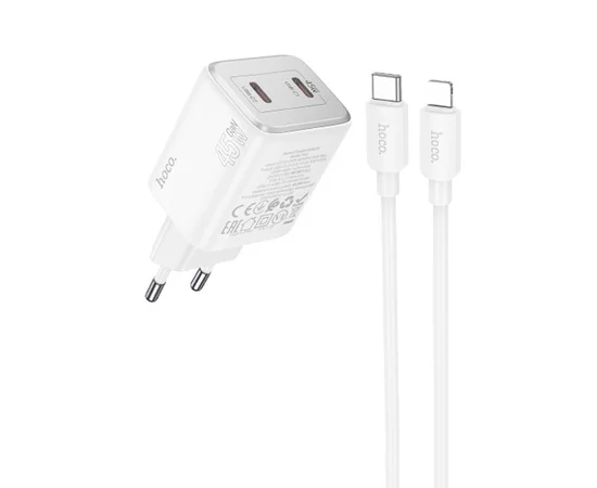СЗУ Hoco N42 Elogiado 2C PD45W + Type to Lightning White