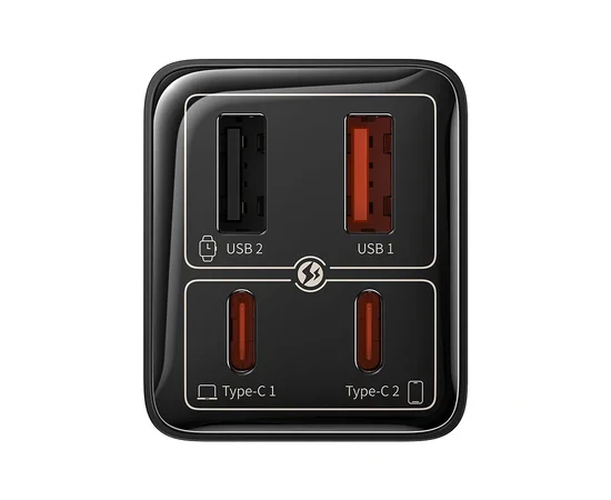 СЗУ Baseus GaN6 Pro OS 2C+2U 65W + Type-C to Type-C 100W (1m) (P10162701) Black