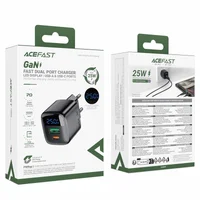 СЗУ Acefast A114 PD25W GaN (1USB-A/1C) Black