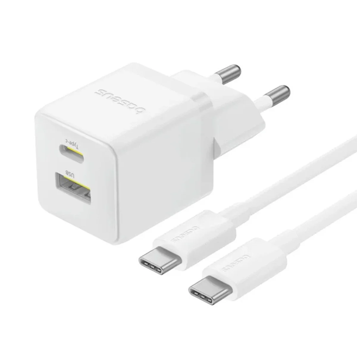 СЗУ Baseus Palm Fast Charger 30W (1USB-A/1C) + кабель Type-C to Type-C (P1011160A) Moon White