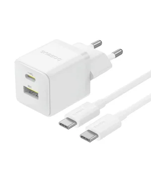 СЗУ Baseus Palm Fast Charger 30W (1USB-A/1C) + кабель Type-C to Type-C (P1011160A) Moon White