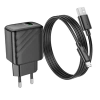 СЗУ Hoco CS21A Rich QC3.0 18W (1USB-A) + кабель USB to MicroUSB Black