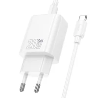 СЗУ Hoco N60 Gentle PD20W (1USB-C) + кабель Type-C to Type-C White