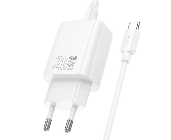 СЗУ Hoco N60 Gentle PD20W (1USB-C) + кабель Type-C to Type-C White