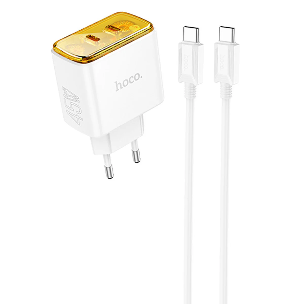 СЗУ Hoco CS43A Smart PD45W (2C) + Type-C to Type-C White