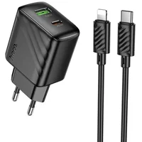 СЗУ Hoco CS25A Rico PD20W+QC3.0 (1USB-A/1C) + кабель Type-C to Lightning Black