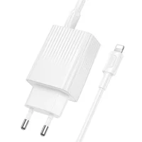 СЗУ Borofone BAS76A Source PD30W+QC3.0 (1USB-A/1C) + кабель Type-C to Lightning White