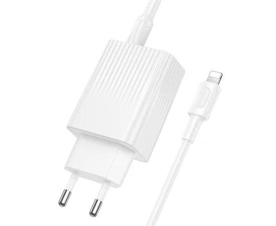 СЗУ Borofone BAS76A Source PD30W+QC3.0 (1USB-A/1C) + кабель Type-C to Lightning White