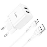 СЗУ Hoco N25 Maker (2USB-A) + USB to MicroUSB White