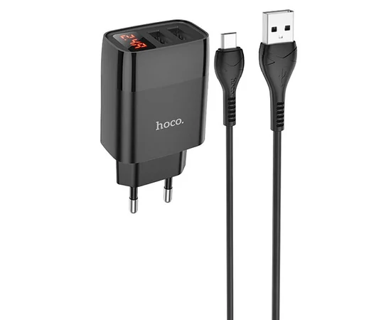 СЗУ Hoco C86A Balance 2.4A (2USB-A) + кабель USB to MicroUSB Черный