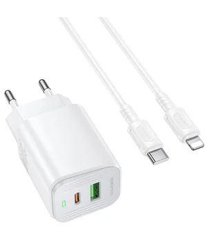 СЗУ Borofone BAS83A Star PD20W+QC3.0 (1USB-A/1C) + кабель Type-C to Lightning White
