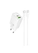 СЗУ Hoco N61 Gentle PD20W+QC3.0 (1USB-A/1C) + кабель Type-C to Type-C White