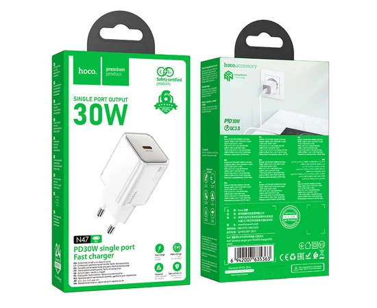 СЗУ Hoco N47 Glorious PD30W (1USB-C) White
