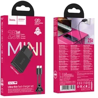 СЗУ Hoco N74 Speed ultra-thin PD25W (1USB-C) + кабель Type-C to Type-C Black