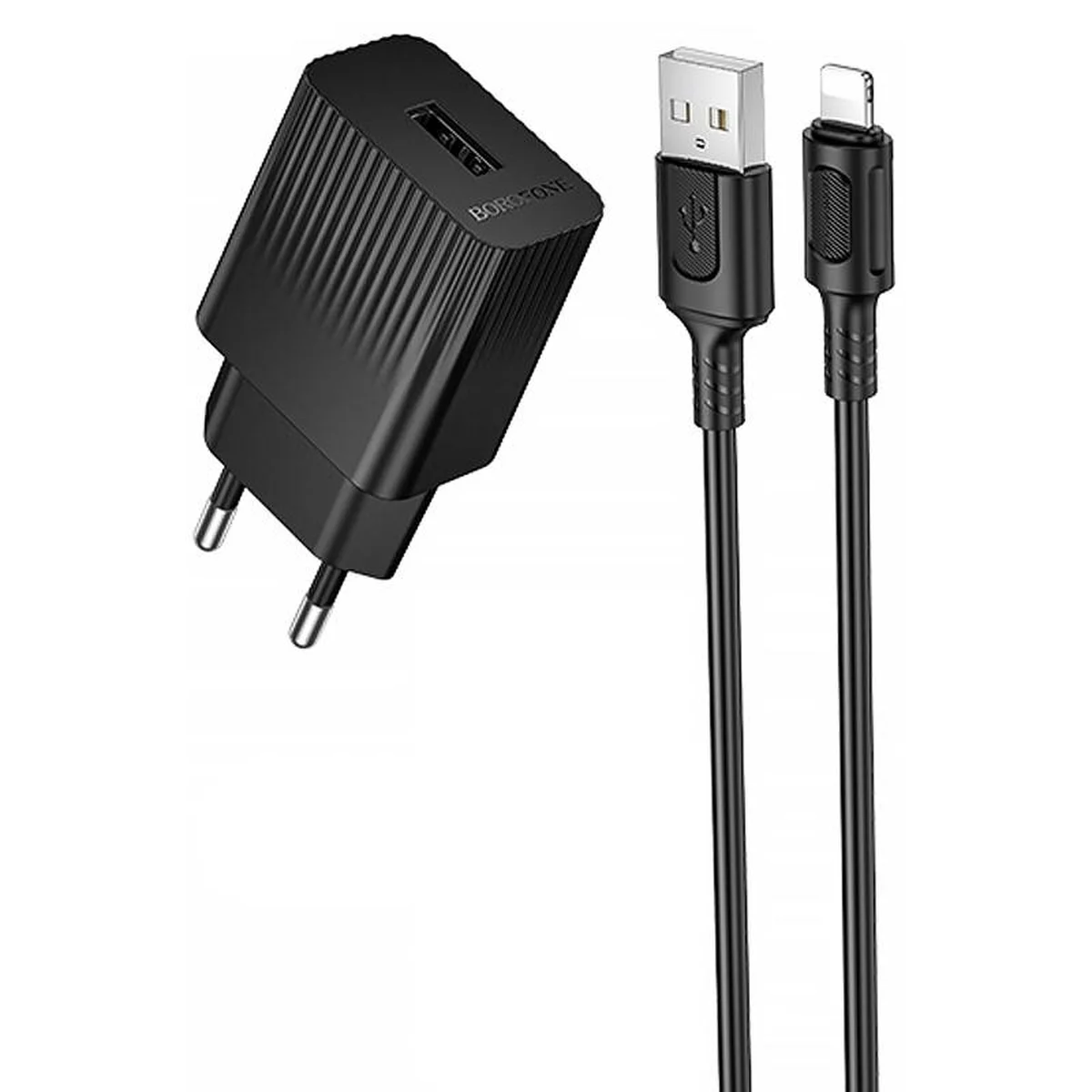 СЗУ Borofone BAS71A Source 10.5W (1USB-A) + кабель USB to Lightning Black