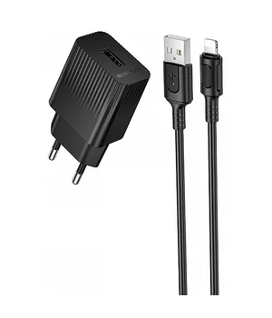 СЗУ Borofone BAS71A Source 10.5W (1USB-A) + кабель USB to Lightning Black