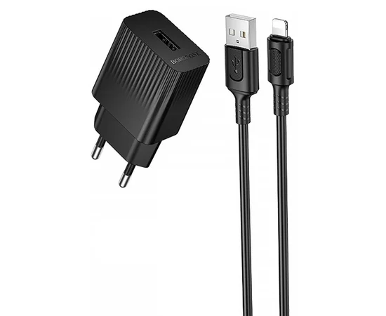 СЗУ Borofone BAS71A Source 10.5W (1USB-A) + кабель USB to Lightning Black