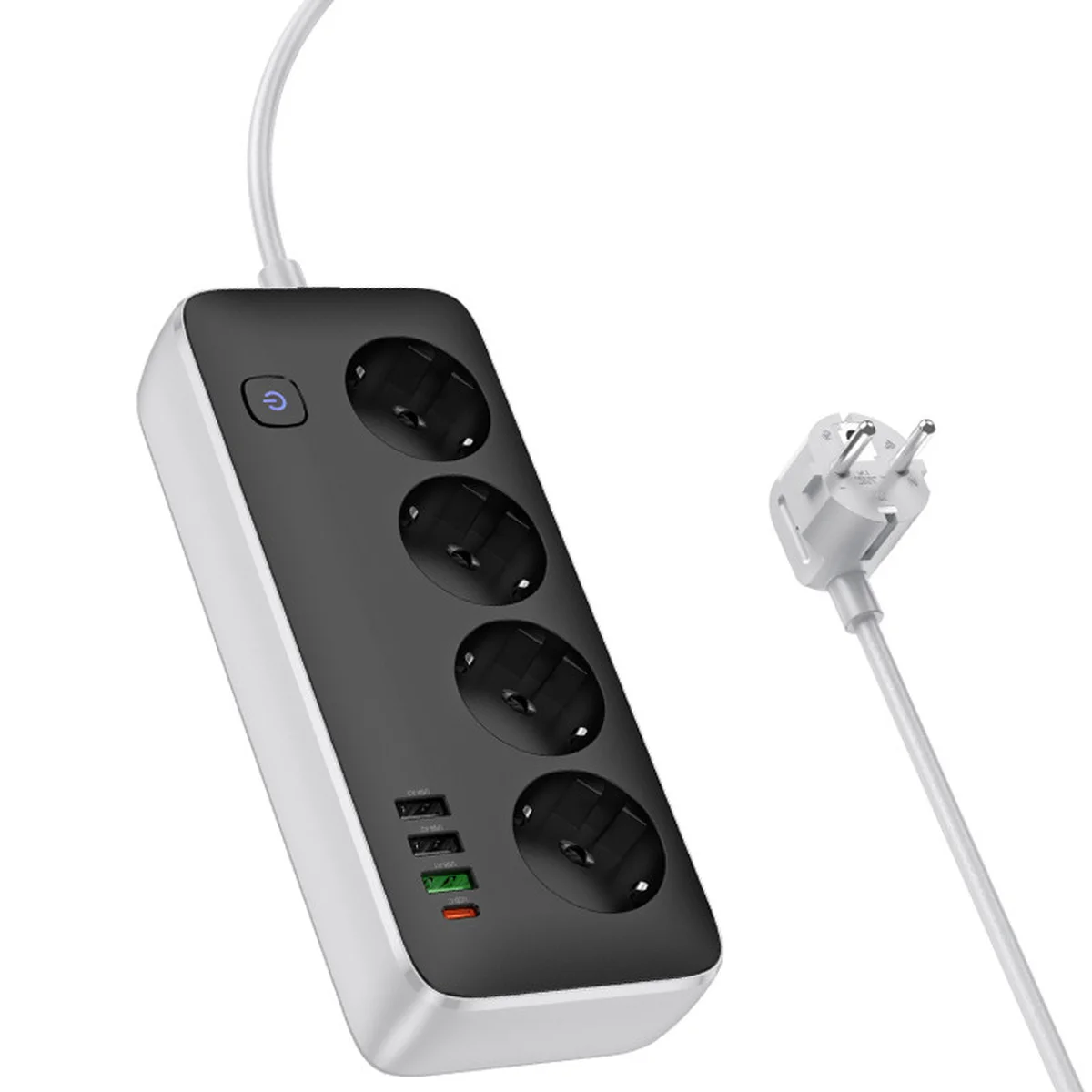 Удлинитель Hoco AC22 Sunlight (PD30W/1C/3A/4xSocket) (1.5m) Black