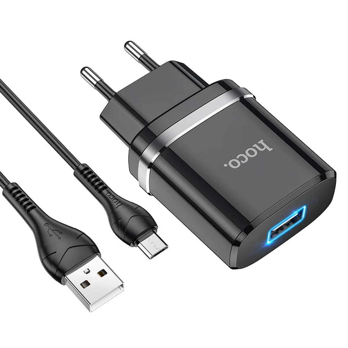 СЗУ Hoco N1 Ardent 1USB-A+USB to MicroUSB Black