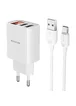 СЗУ Borofone BA58A with digital display 2.4A (2USB-A) + кабель USB для Type-C White